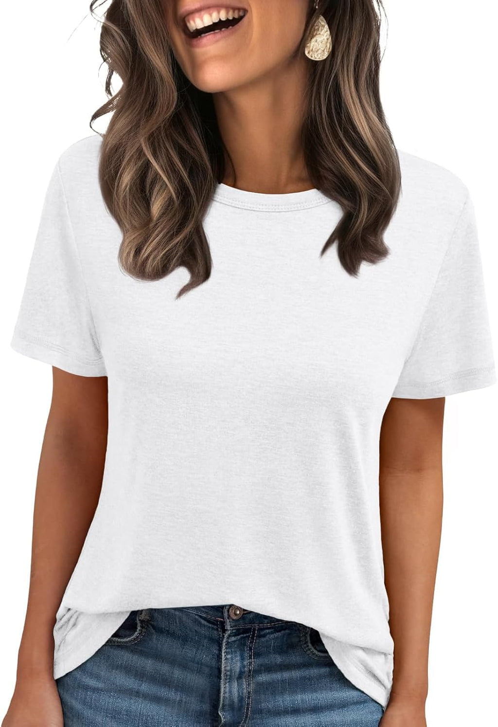 Women Summer Casual Round Neck Tee Tops