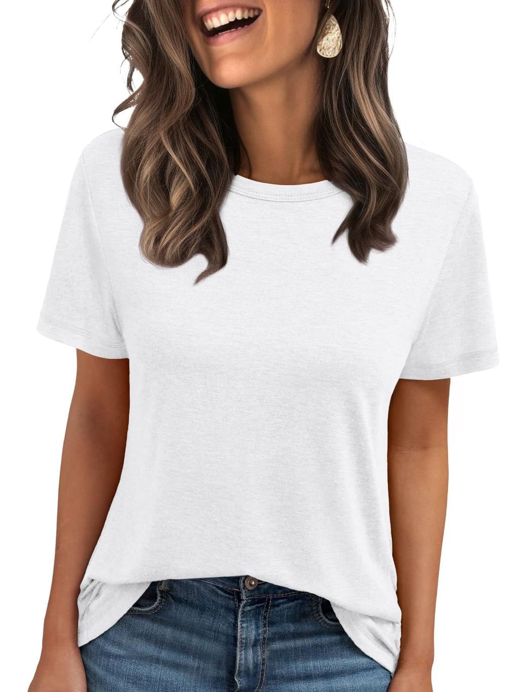 Women Summer Casual Round Neck Tee Tops