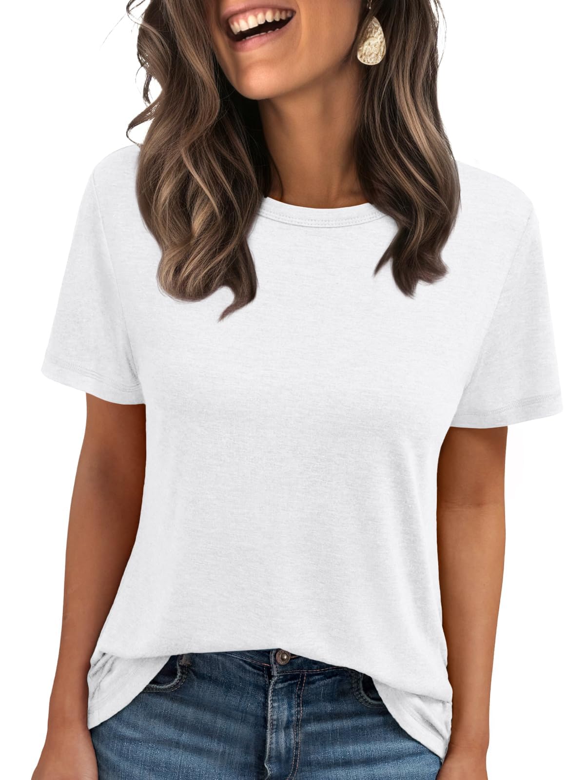 Women Summer Casual Round Neck Tee Tops
