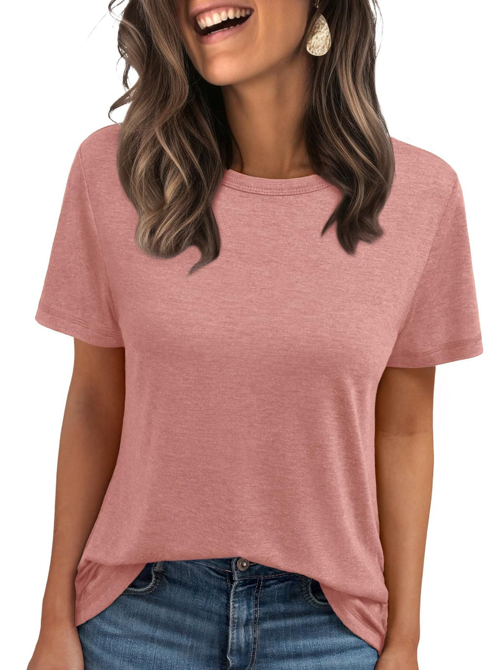 Women Summer Casual Round Neck Tee Tops