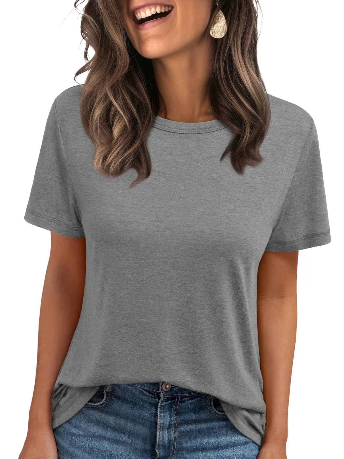 Women Summer Casual Round Neck Tee Tops