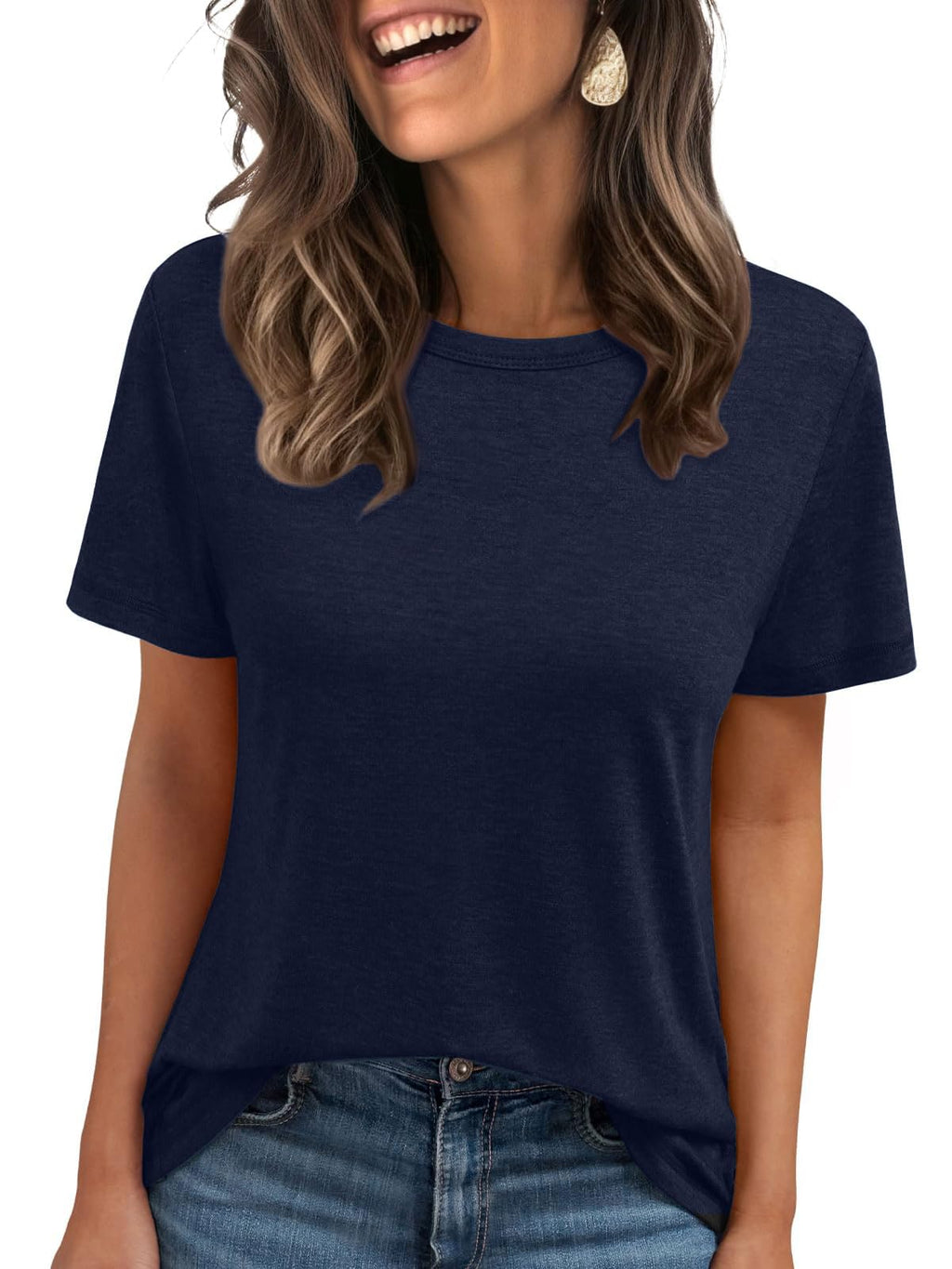 Women Summer Casual Round Neck Tee Tops