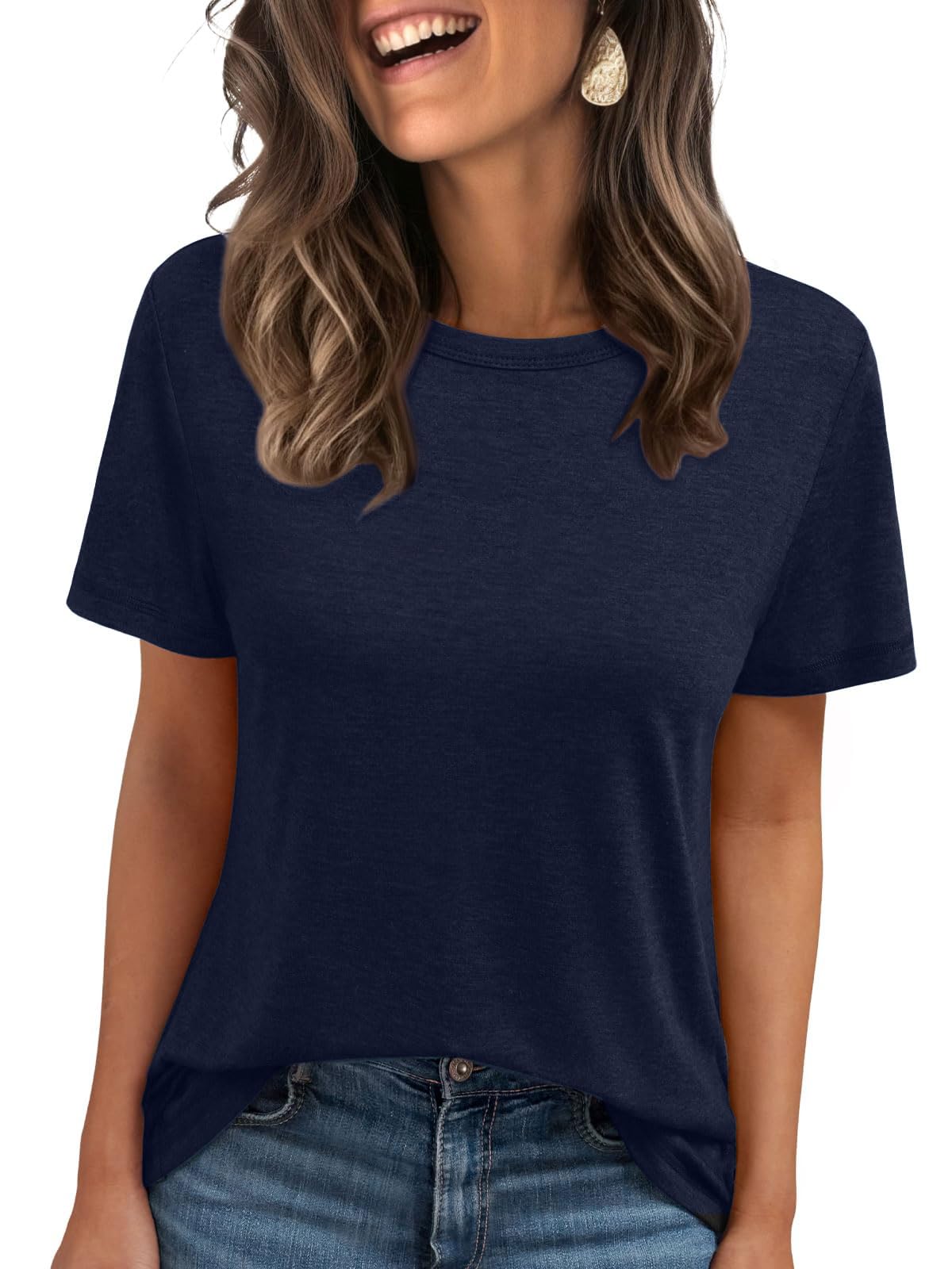 Women Summer Casual Round Neck Tee Tops