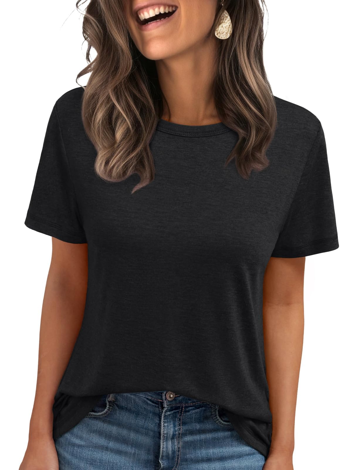 Women Summer Casual Round Neck Tee Tops