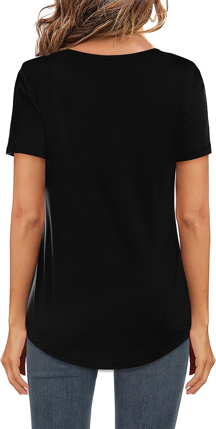 Womens Summer Tshirts V Neck Casual Short Sleeve Tunic Tops