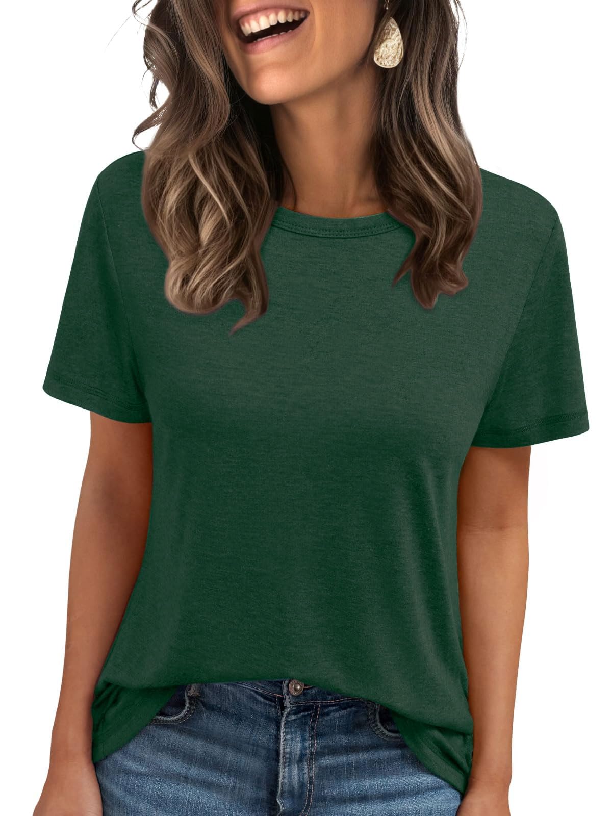 Women Summer Casual Round Neck Tee Tops