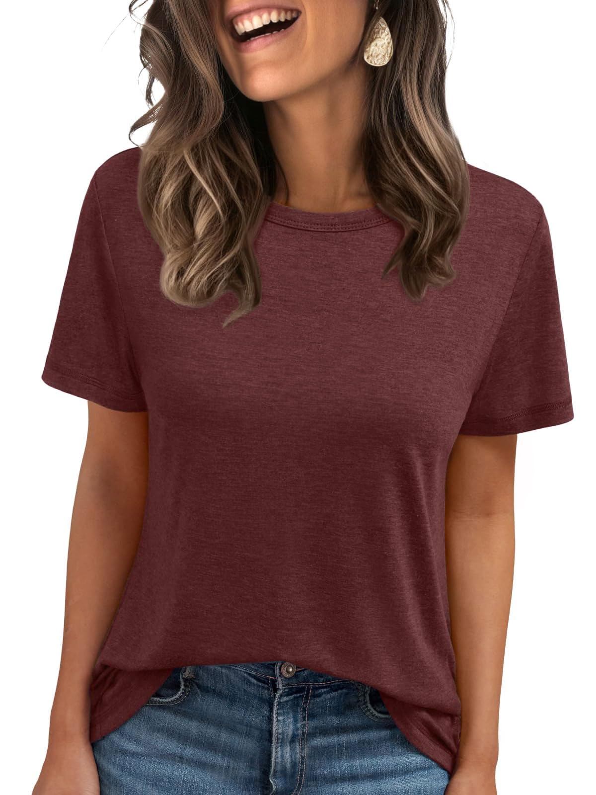 Women Summer Casual Round Neck Tee Tops